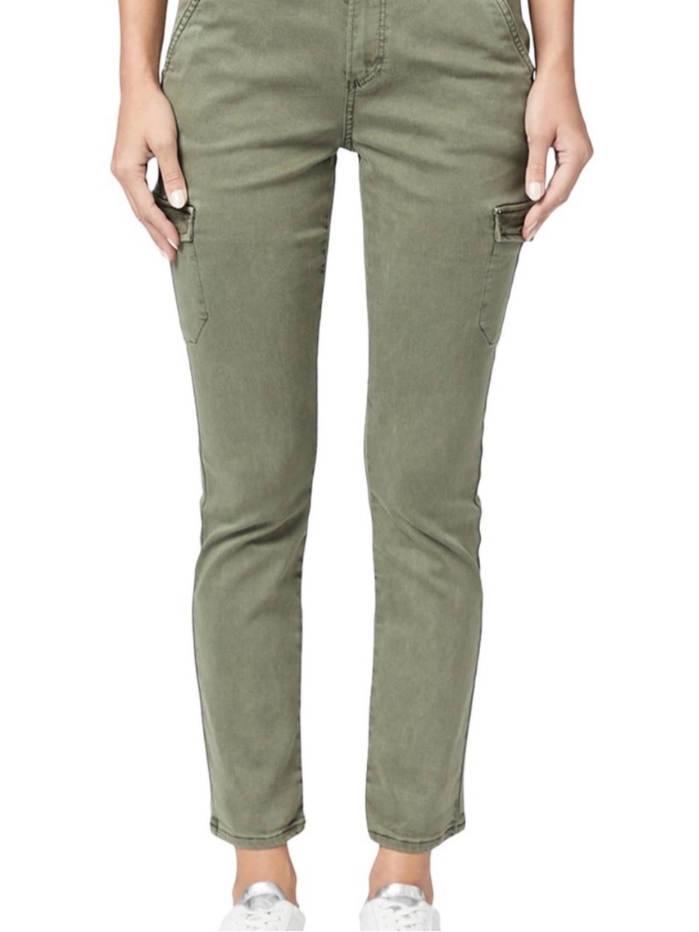 Paige Olive Green Cargo Slim Jeans